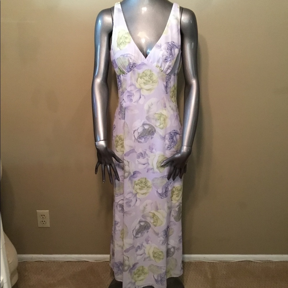Vintage XOXO purple/green floral maxi dress EUC